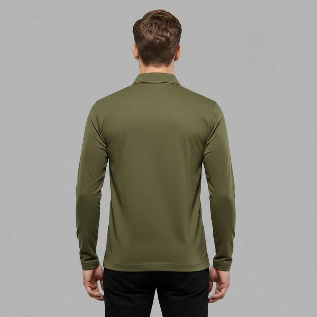 Men's Long Sleeve Polo | Half-Zip Casual Shirt
