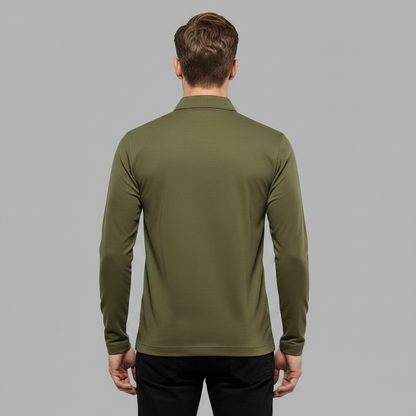 Men's Long Sleeve Polo | Half-Zip Casual Shirt