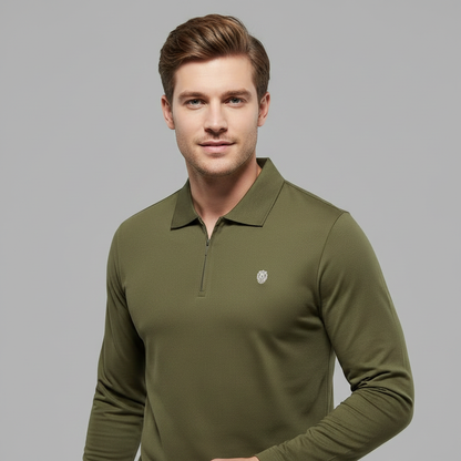 Men's Long Sleeve Polo | Half-Zip Casual Shirt