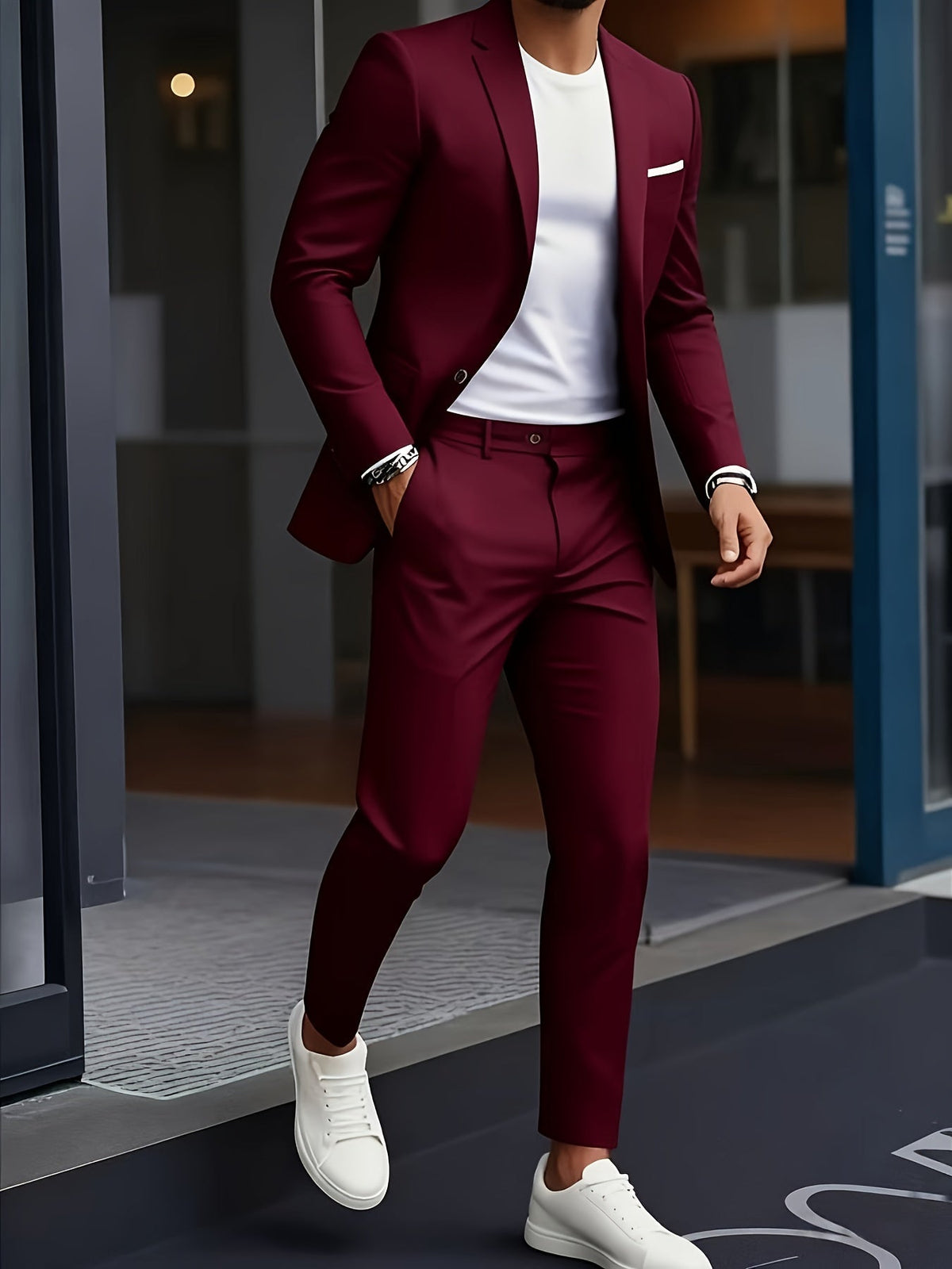 Tailored refined relaxed suit - Burgundy