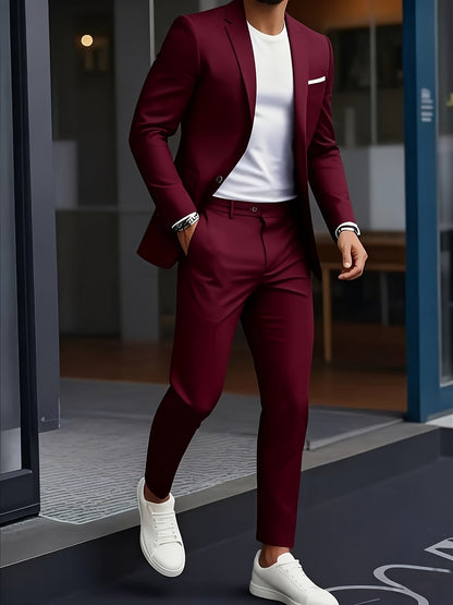 Tailored refined relaxed suit - Burgundy