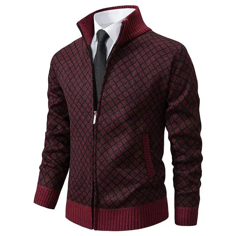 Zip-up longline cardigan - Red
